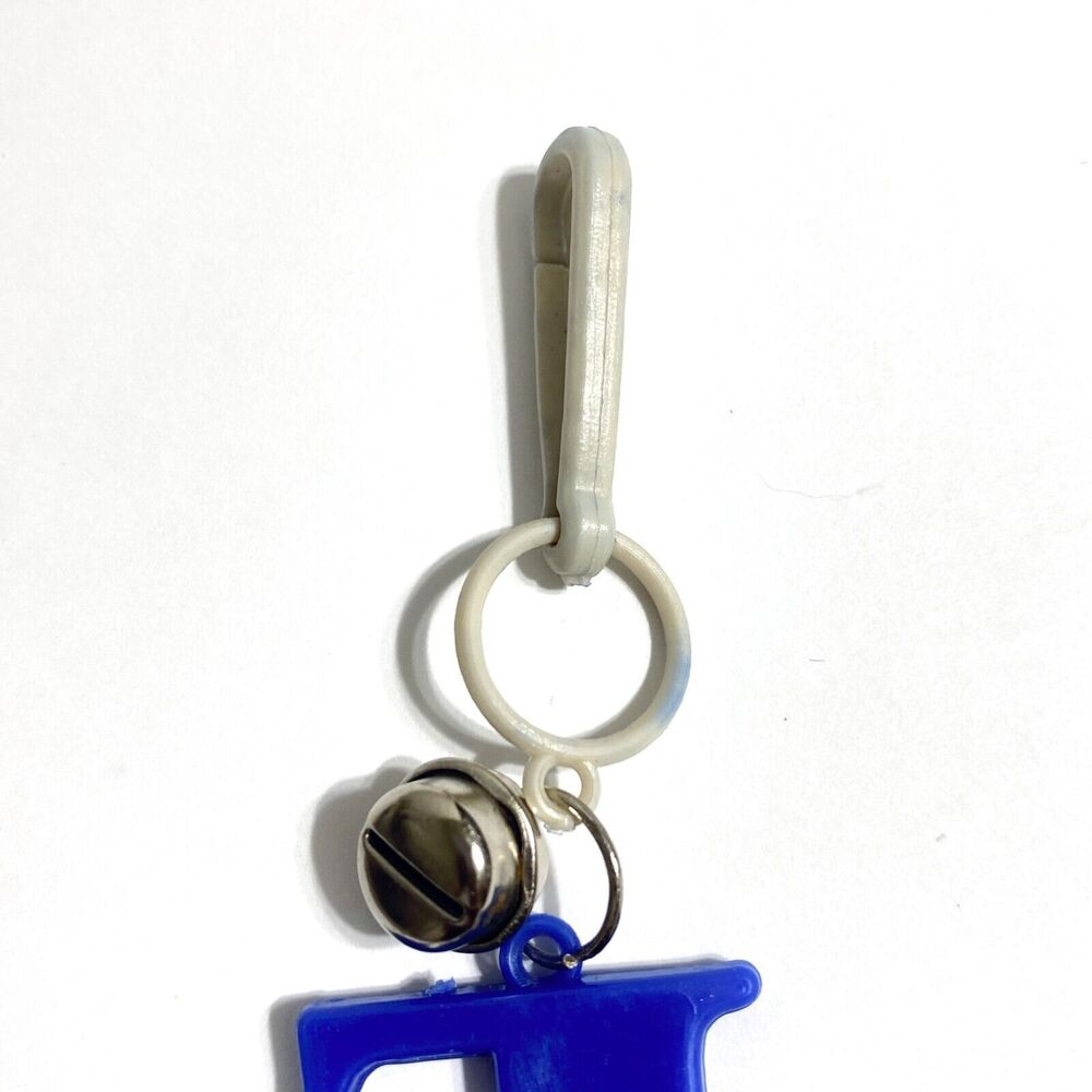 Letter F Blue Clip Bell Charm Alphabet Plastic Chain Necklace Accessory 80s ABC* - Picture 5 of 8